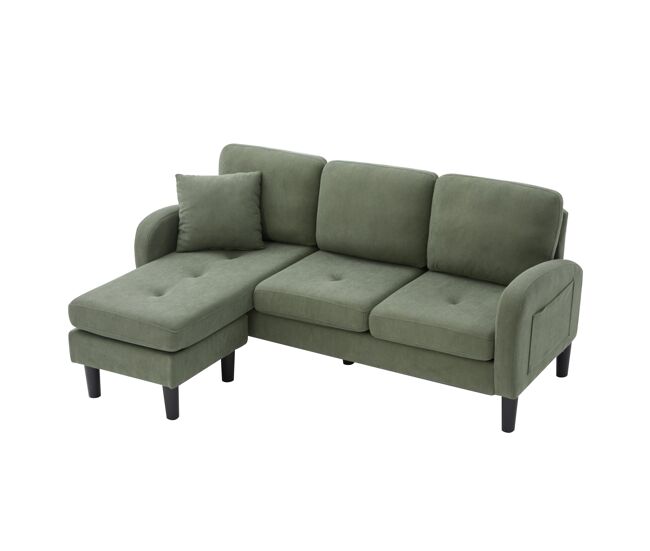 Chaise longue 3 plazas fija reversible de tela,beige