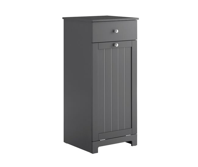 Sobuy | mueble gris oscuro con cesta para ropa sucia | mueble de baño con una puerta | mueble auxiliar de baño con 1 cajón | 40.0x38.0x90.0 cm | capacidad de carga 20 kg | bzr21-ii-dg