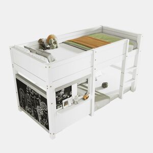 Cama alta 90x200cm - com 2 painéis de graffiti - Branco
