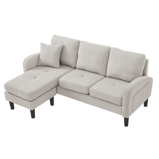Chaise longue 3 lugares fixa reversÃvel de algodão e linho,bege Chaise longue 3 lugares fixa reversÃvel de algodão e linho,bege
