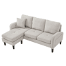 Chaise longue 3 lugares fixa reversível de algodão e linho,bege