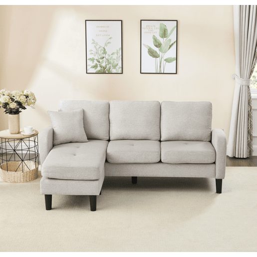 Chaise longue 3 lugares fixa reversÃvel de algodão e linho,bege Chaise longue 3 lugares fixa reversÃvel de algodão e linho,bege