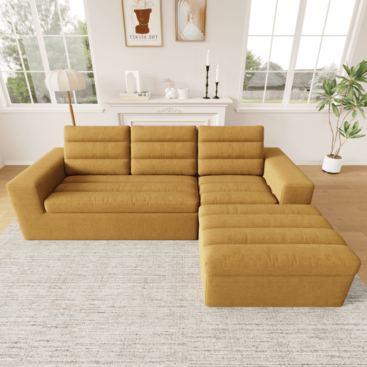 Sofá modular,sofá compressível 4 lugares fixa reversível de tecido,laranja Sofá modular,sofá compressível 4 lugares fixa reversível de tecido,laranja