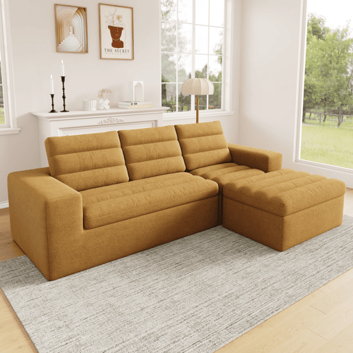 Sofá modular,sofá compressível 4 lugares fixa reversível de tecido,laranja Sofá modular,sofá compressível 4 lugares fixa reversível de tecido,laranja