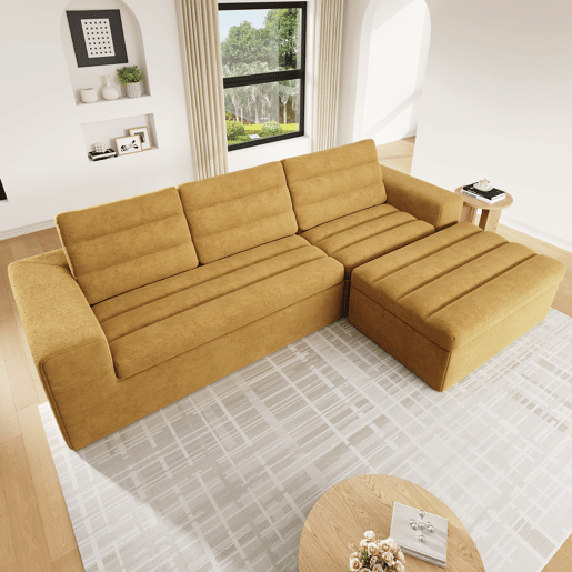 Sofá modular,sofá compressível 4 lugares fixa reversível de tecido,laranja Sofá modular,sofá compressível 4 lugares fixa reversível de tecido,laranja