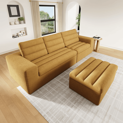 Sofá modular,sofá compressível 4 lugares fixa reversível de tecido,laranja Sofá modular,sofá compressível 4 lugares fixa reversível de tecido,laranja