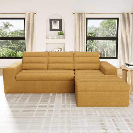 Sofá modular,sofá compressível 4 lugares fixa reversível de tecido,laranja Sofá modular,sofá compressível 4 lugares fixa reversível de tecido,laranja