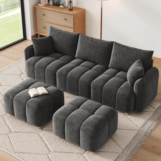 Sofá modular,sofá compressível 5 lugares fixa panorâmico de tecido,cinza
