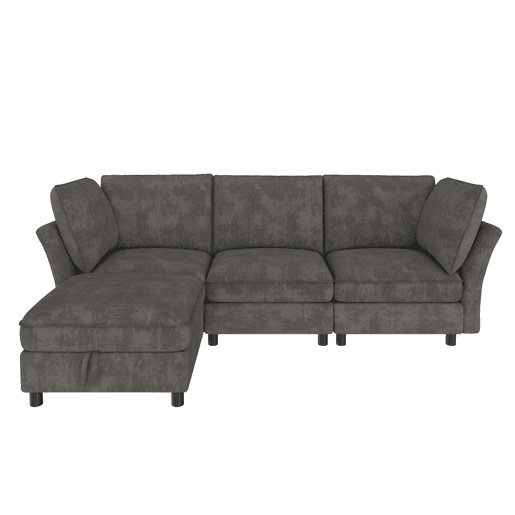 Sofá modular 4 lugares fixa reversível de tecido,cinza