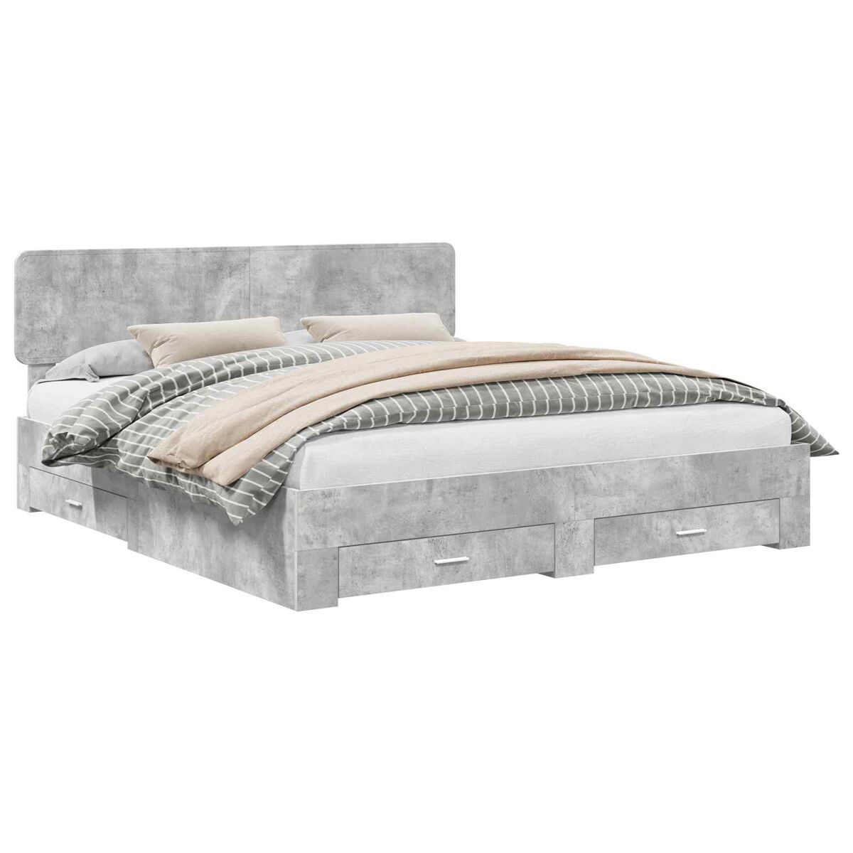 Estructura de cama matrimonial comodidad con cabecera - gris concreto 200 x 200 cm