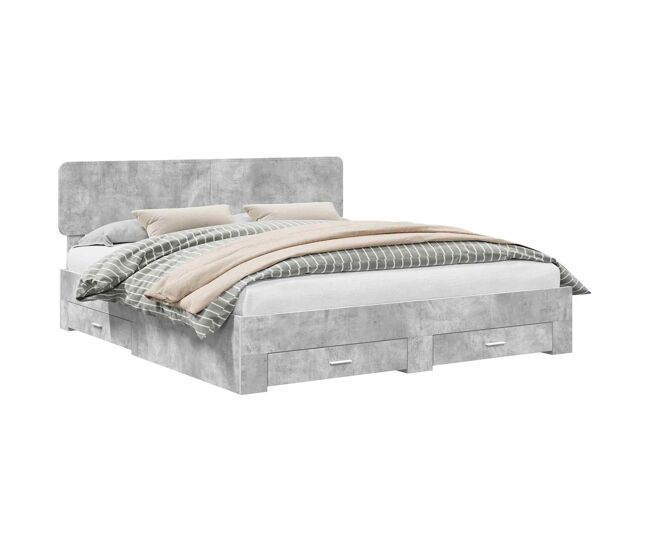 Estructura de cama matrimonial comodidad con cabecera - gris concreto 200 x 200 cm