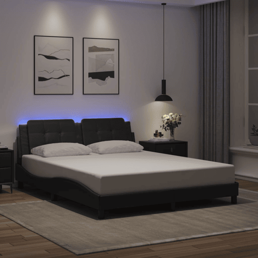 Estrutura de Cama de casal moderno com LED sem colchão Zadar 160x200cm preto Estrutura de Cama de casal moderno com LED sem colchão Zadar 160x200cm preto