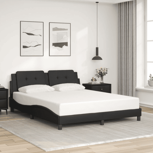 Estrutura de Cama de casal moderno com LED sem colchão Zadar 160x200cm preto Estrutura de Cama de casal moderno com LED sem colchão Zadar 160x200cm preto