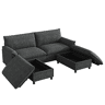 Sofá modular 4 lugares fixa panorâmico de tecido,cinza