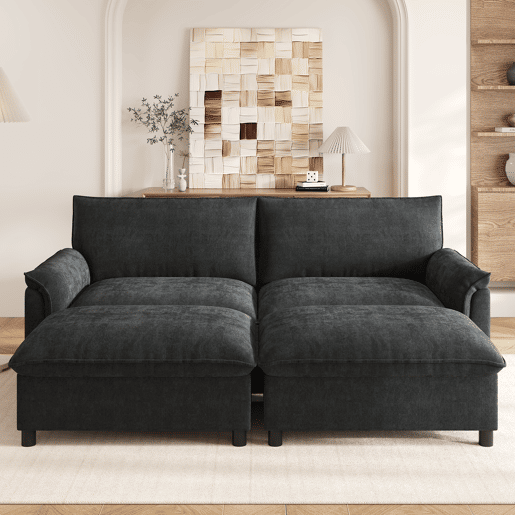 Sofá modular 4 lugares fixa panorâmico de tecido,cinza Sofá modular 4 lugares fixa panorâmico de tecido,cinza