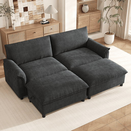 Sofá modular 4 lugares fixa panorâmico de tecido,cinza Sofá modular 4 lugares fixa panorâmico de tecido,cinza