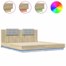 Estrutura Cama de casal simple c cabeceiraluzes LED 200x200cm carvalho sonoma