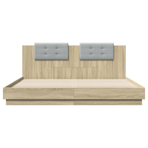 Estrutura Cama de casal simple c cabeceiraluzes LED 200x200cm carvalho sonoma