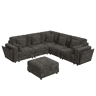 Sofá modular 6 lugares fixa panorâmico de tecido,cinza