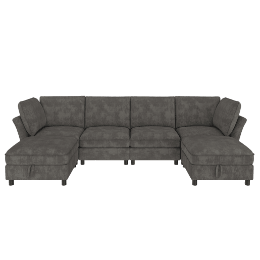 Sofá modular 6 lugares fixa panorâmico de tecido,cinza Sofá modular 6 lugares fixa panorâmico de tecido,cinza