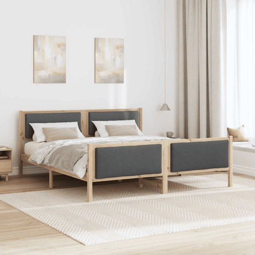 Estrutura De Cama De Casal Moderno - Cinza Escuro 200 x 200 cm tecido Estrutura De Cama De Casal Moderno - Cinza Escuro 200 x 200 cm tecido