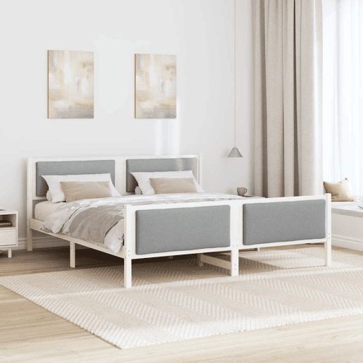Estrutura De Cama De Casal Simple King Size - Cinzento-claro 200 x 200 cm tecido Estrutura De Cama De Casal Simple King Size - Cinzento-claro 200 x 200 cm tecido