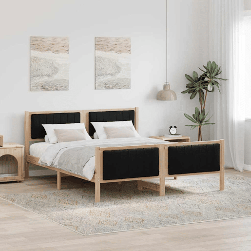 Estrutura da Cama de casal simple com cabeceira Castanho e preto 150 x 200 cm