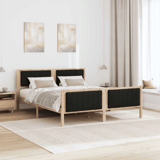 Estrutura da Cama de casal simple com cabeceira Castanho e preto 150 x 200 cm