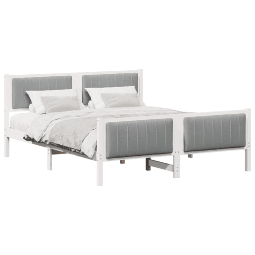 Estrutura De Cama De Casal Simple - Branco e cinza claro 150 x 200 cm
