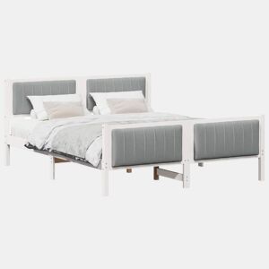 Estrutura De Cama De Casal Simple - Branco e cinza claro 150 x 200 cm