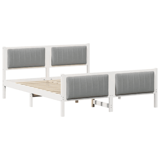 Estrutura De Cama De Casal Simple - Branco e cinza claro 150 x 200 cm