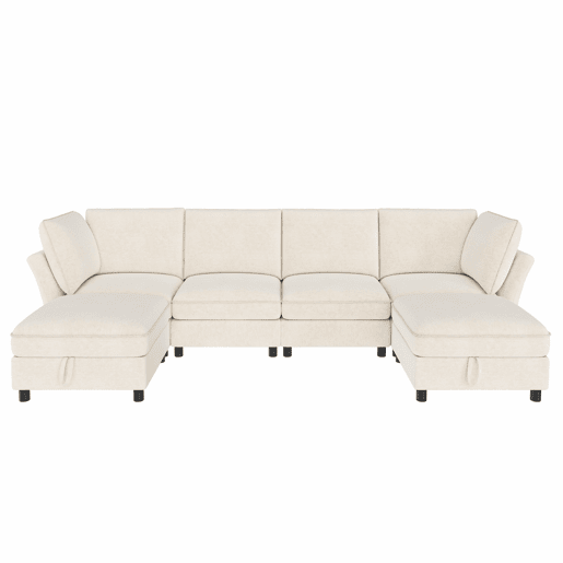 Sofá modular 6 lugares fixa panorâmico de tecido,bege Sofá modular 6 lugares fixa panorâmico de tecido,bege