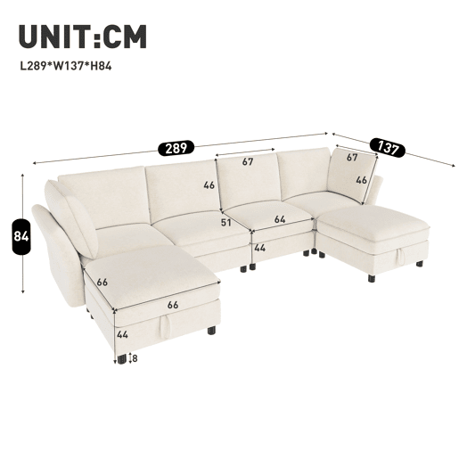 Sofá modular 6 lugares fixa panorâmico de tecido,bege Sofá modular 6 lugares fixa panorâmico de tecido,bege