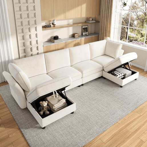 Sofá modular 6 lugares fixa panorâmico de tecido,bege Sofá modular 6 lugares fixa panorâmico de tecido,bege