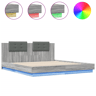 Estrutura de Cama de casal simple c cabeceiraluzes LED 160x200cm cinza sonoma