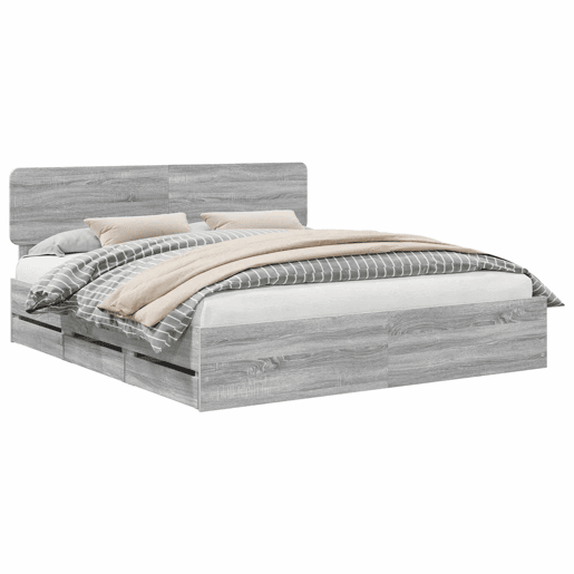 Estrutura da Cama de casal simple com cabeceira Sonoma cinza 180 x 200 cm