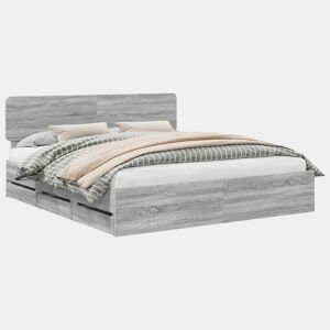 Estrutura da Cama de casal simple com cabeceira Sonoma cinza 180 x 200 cm