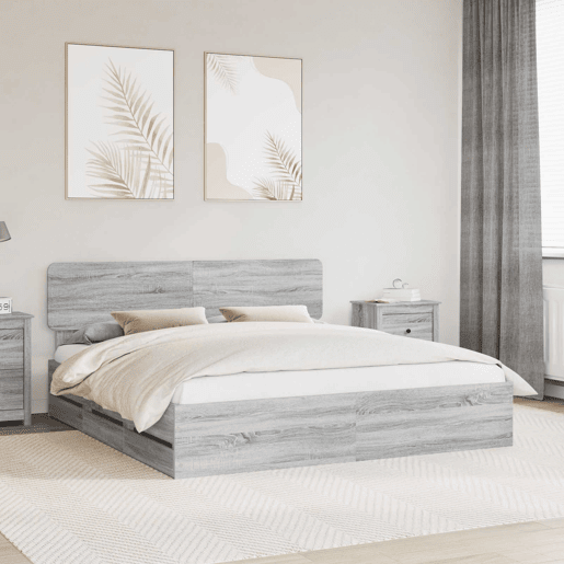 Estrutura da Cama de casal simple com cabeceira Sonoma cinza 180 x 200 cm