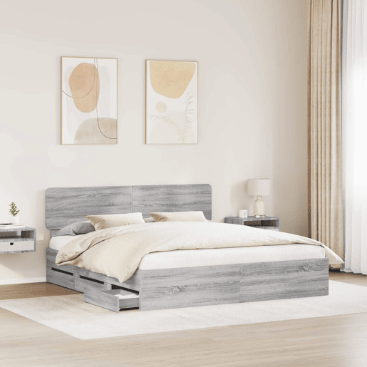 Estrutura da Cama de casal simple com cabeceira Sonoma cinza 180 x 200 cm