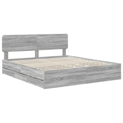 Estrutura da Cama de casal simple com cabeceira Sonoma cinza 180 x 200 cm