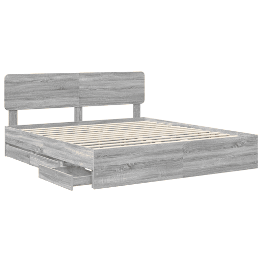 Estrutura da Cama de casal simple com cabeceira Sonoma cinza 180 x 200 cm