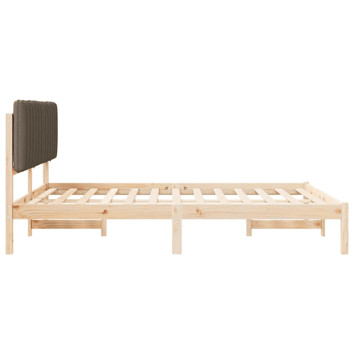 Estrutura de Cama de casal moderno com Cabeceira Estofada Cinzento-acastanhado