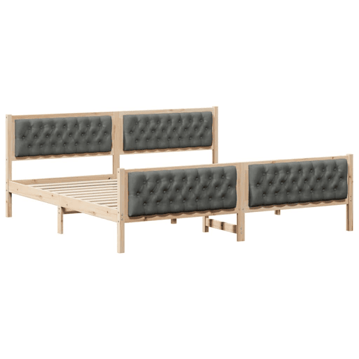 Estrutura da Cama de casal simple com cabeceira Cinza Escuro 200 x 200 cm Estrutura da Cama de casal simple com cabeceira Cinza Escuro 200 x 200 cm