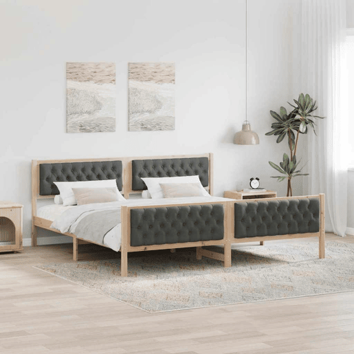 Estrutura da Cama de casal simple com cabeceira Cinza Escuro 200 x 200 cm Estrutura da Cama de casal simple com cabeceira Cinza Escuro 200 x 200 cm