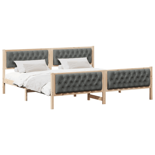 Estrutura da Cama de casal simple com cabeceira Cinza Escuro 200 x 200 cm Estrutura da Cama de casal simple com cabeceira Cinza Escuro 200 x 200 cm