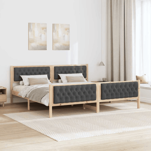 Estrutura da Cama de casal simple com cabeceira Cinza Escuro 200 x 200 cm Estrutura da Cama de casal simple com cabeceira Cinza Escuro 200 x 200 cm