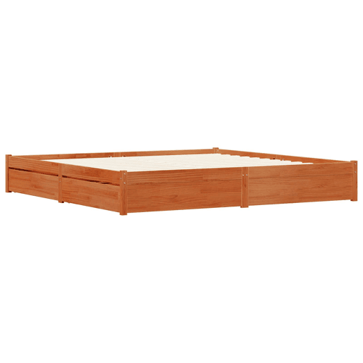 Estrutura da Cama de casal moderno com gaveta - Marrom Cera 200 x 200 cm Estrutura da Cama de casal moderno com gaveta - Marrom Cera 200 x 200 cm