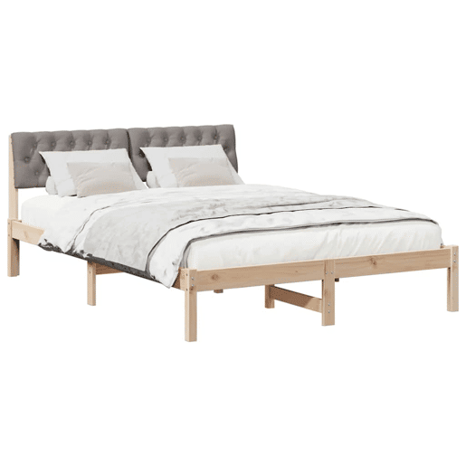 Estrutura de cama de casal com cabeceira - Marrom e taupe 160 x 200 cm Estrutura de cama de casal com cabeceira - Marrom e taupe 160 x 200 cm