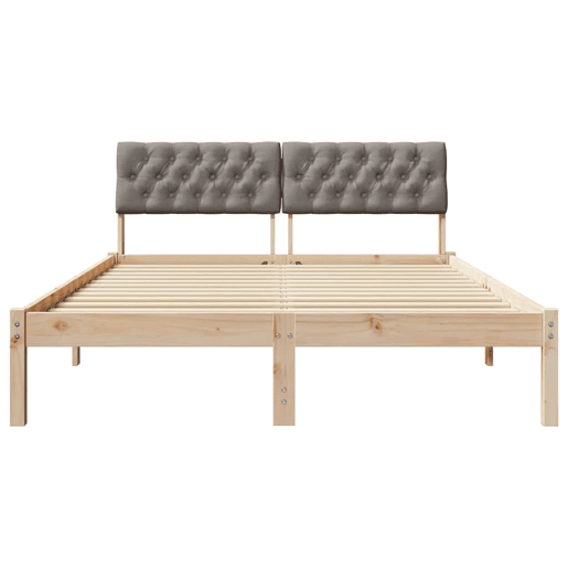 Estrutura de cama de casal com cabeceira - Marrom e taupe 160 x 200 cm Estrutura de cama de casal com cabeceira - Marrom e taupe 160 x 200 cm