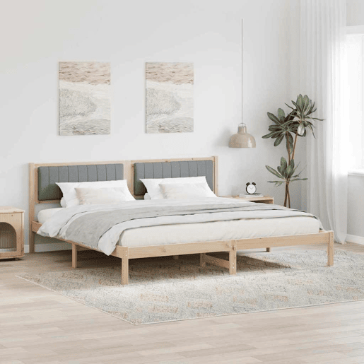 Estrutura da Cama de casal simple com cabeceira Cinzento-claro 200 x 200 cm